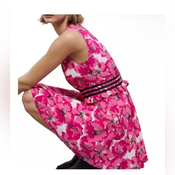 The Kooples Summer Party Silk Fit and Flare Dress Side Zipper Lined NWT size 4 - Picture 4 of 15